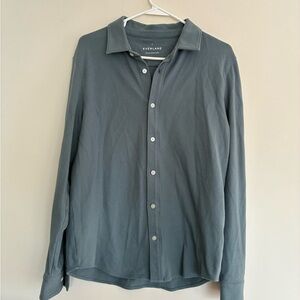Everlane Blue Gray Pique Long Sleeve Button-Up Shirt
